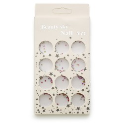 ***Пластиковые малиновые камни с отливом Beauty Sky в контейнере на 12 секций ___OLG080 (423)